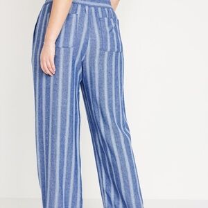 Old Navy Women's Blue Striped Linen Blend Pants